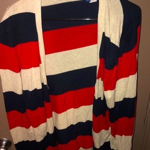 H&M Red Blue and Cream XL Cardigan